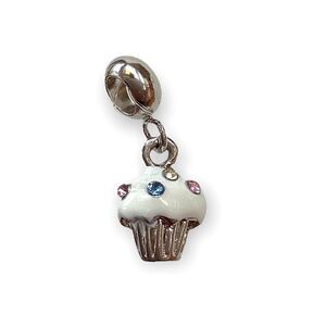 Silver Cupcake Rhinestone Charm